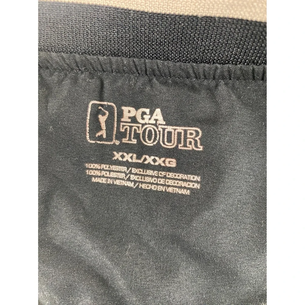 PGA Tour Mens XXL Black V-Neck Golf Windshirt Pullover Long Sleeve Windbreaker